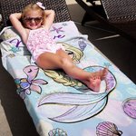Personalisiertes Cartoon Meerjungfrau Strandtuch mit Namen Schnelltrocknend Übergroß Sommer Strand Party Reisezubehör Geburtstag Geschenk für Mädchen