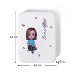 Personalisierter Tragbarer Doppelseitiger Cartoon-Figur LED-Schminkspiegel mit Geburtsblume Namen Geburtstag Brautjungfer Geschenk für Damen Mädchen