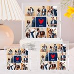 Personalised Heart I Love You 8 Photos Collage Square Acrylic Plaque Desk Decor Valentine's Day Anniversary Gift for Couple