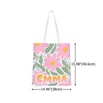 Personalised Floral Large Tote Bag with Name Daily Vacation Birthday Anniversary Gift for Women Girls