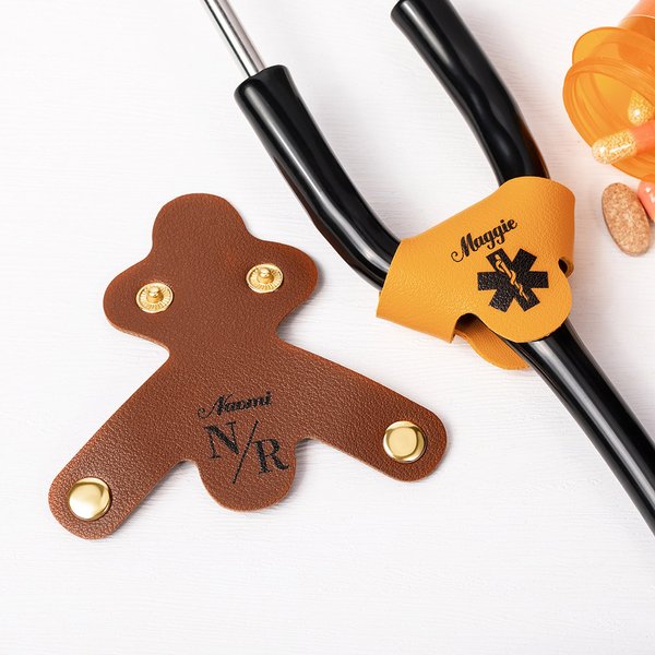 Personifierad Asklepios stav PU läder stetoskop ID med dold snäpptagg Sjuksköterskornas dag Uppskattning Födelsedagspresent för medicinsk personal