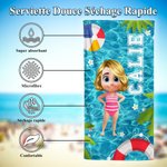 Serviette de Plage Personnalisée avec Personnage 3D et Nom Style de Piscine Accessoire à Séchage Rapide Cadeau Anniversaire pour Garçon Fille