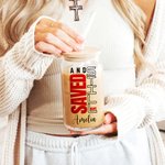 Personalized Christian Faith Name 20 oz Frosted Clear Glass Cup with Lid and Straw Birthday Religious Baptism Gift for Family Friends Christians