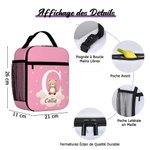 Sac Repas Isotherme Multicolore Personnalisé avec Motif Animaux de la Forêt Initiale et Nom Cadeau Rentrée Pique-Nique Anniversaire pour Enfant