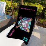 Personalized Ice Cream Drip Baseball Oversized Name Beach Towel with Text and Number Travel Essential Vacation Birthday Gift for Baseball Lover Player