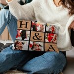 Personalised 6 Photos Collage Initial Throw Pillow Cover Home Decor Anniversary Gift for Family Friend