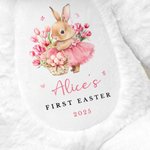 Personligt första påsk gulligt kaningosedjur med namn och år helgpresent babyshowergåva för pojkar och flickor