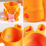 Personnalisé Imprimé 3D Visage Souriant Pot de Plante Tricotée Bol de Fil avec Texte Stockage Outil de Tricot Décoration de Bureau Cadeau d'Anniversaire pour les Amoureux du Tricot