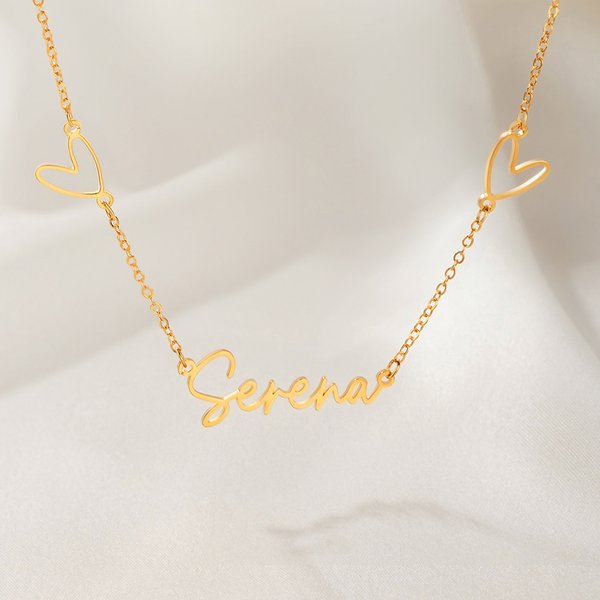 Personligt ihåligt halsband med kärleksnamnshänge Enkla smycken Födelsedag Jubileum Bröllopsgåva för kvinnor Brudtärnor
