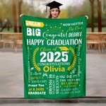 Personalisierte Happy Graduation weiche Decke mit Namen und Jahr Raumdekoration Geburtstag Graduierung Geschenk für Absolventen