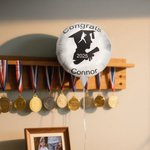 Personalized Grad Cap Silhouette Baseball Volleyball Sports Aluminum Foil Balloon with Text and Year Party Supplies Graduation Gift for Graduates