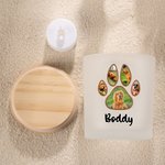 Henkilökohtainen lemmikkieläinten jalanjäljet Photo LED-kynttiläpurkki, jossa on nimi Memorial Condolence Sympathy Pet Loss Lahja lemmikkieläinten omistajille