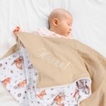 Personalizada Flor Silvestre Lindo Zorro Jirafa Elefante Manta de Bebé con Nombre Bordado Cumpleaños Baby Shower Regalo para Recién Nacidos