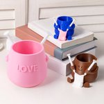 Personnalisé Imprimé 3D Visage Souriant Pot de Plante Tricotée Bol de Fil avec Texte Stockage Outil de Tricot Décoration de Bureau Cadeau d'Anniversaire pour les Amoureux du Tricot