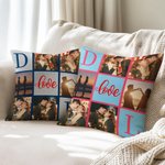 Personalised 6 Photos Collage Initial Throw Pillow Cover Home Decor Anniversary Gift for Family Friend