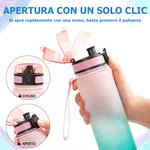 Borraccia personalizzata con nome personaggio in stile cartone animato e fiore di nascita colore sfumato sport regalo di compleanno per famiglia