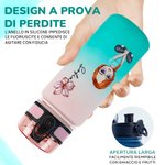 Borraccia personalizzata con nome personaggio in stile cartone animato e fiore di nascita colore sfumato sport regalo di compleanno per famiglia