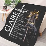 Personalisierte Löwe Kreuz Bibelvers weiche Decke mit Namen Home Decor Geburtstag Taufe Geschenk für Männer Christen