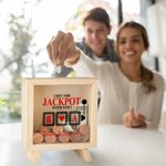 Personalized I Hit The Jackpot With You Wooden Clear Piggy Money Box with Name and Initial Birthday Anniversary Gift for Couple