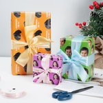 Personalized Funny Face Photo Multicolor Wrapping Paper with Text Christmas Birthday Holiday Favor Packing for Family Friends