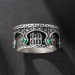 Personalized Sterling Silver Gothic Cathedral Vintage Marquise Birthstone Spinning Ring with Name Dainty Jewellery Anniversary Birthday Gift for Men