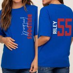 Personalized Multicolor Faux Glitter Football T-shirt Sweatshirt Hoodie with Name and Number Game Day Birthday Gift for Family