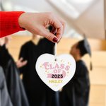 Personalised Shining Achievement Heart Ceramic Ornament with Name and Year Home Decor Graduation Birthday Gift for Graduates
