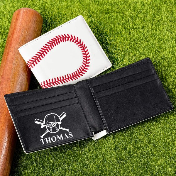 Personalised Baseball Element Monogrammed Foldable Wallet Portable Daily Use Birthday Gift for Men