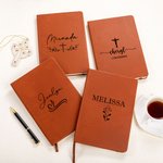 Personalised Cross Pattern A5 PU Leather Lined Journal Notebook with  Name and 100 Pages Birthday Gift for Christian