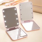 Personalized Bow LED Double-Sided Foldable Compact Makeup Mirror with Name Travel Accessories Birthday Gift for Women Girls