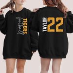 Personalized Multicolor Faux Glitter Football T-shirt Sweatshirt Hoodie with Name and Number Game Day Birthday Gift for Family