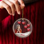 Personalized Red Heart Photo Clear Acrylic Hanging Ornament with Nickname and 1-15 Names Christmas Birthday Gift for Grandma Family