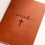 Personalised Cross Pattern A5 PU Leather Lined Journal Notebook with  Name and 100 Pages Birthday Gift for Christian