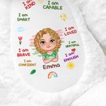 Personalized I Am Kind Smart Brave Loved Cartoon Kid Character Cute Plush Bunny Toy with Name Easter Children's Day Back to School Gift for Boys Girls