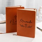 Personalised Cross Pattern A5 PU Leather Lined Journal Notebook with  Name and 100 Pages Birthday Gift for Christian
