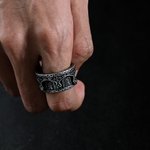 Personalized Sterling Silver Gothic Cathedral Vintage Marquise Birthstone Spinning Ring with Name Dainty Jewellery Anniversary Birthday Gift for Men