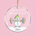 Personalised Snow Pain Snow Gain Snowman Weightlifting Acrylic Hanging Ornament with Name Tree Decoration Christmas Gift for Family Friends
