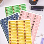 Autocollants Étiquettes Multicolore Personnalisés avec Motif Crayon Enfant Dessin Animé et Nom Cadeau Rentrée pour Garçons Filles