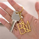 Personnalisé Nom Logo Monogramme Charm Keycahin Unique Anniversary Birthday Gift for Woman Man