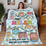 Personalisiertes Buch Bleistift Schachbrettmuster weiche Decke mit Namen Home Decor Teacher's Day Jahrestag Geburtstag Geschenk für Lehrer