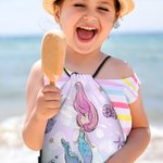 Gepersonaliseerde schattige zeemeermin draagbare koord rugzak met naam dagelijks gebruik reistoebehoren verjaardagscadeau voor meisjes