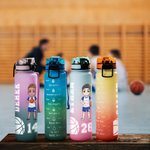 Personalisierte Cartoon Sport Figur 1000 ml Trinkflasche mit Namen Zeitmarkierung Geburtstag Team Geschenk für Basketball Fußball Liebhaber