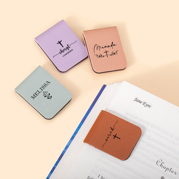 Personalized Cross Magnetic Bookmark Clip with Name Reading Stationery Supplies Birthday Gift for Christian Bookworm