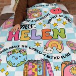 Personalisiertes Buch Bleistift Schachbrettmuster weiche Decke mit Namen Home Decor Teacher's Day Jahrestag Geburtstag Geschenk für Lehrer