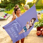 Personalisiertes Cartoon Herr Frau Strandtuch mit Namen Mehrfarbig Schnelltrocknend Übergroß Flitterwochen Hochzeit Party Geschenk für Braut Bräutigam