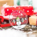 Personalised Snow Pain Snow Gain Snowman Weightlifting Acrylic Hanging Ornament with Name Tree Decoration Christmas Gift for Family Friends