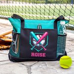 Goteo personalizado de béisbol Bolsa grande Oxford Tote con texto y bolsillos de malla Deporte esencial Día de Juego Regalo para los jugadores de béisbol