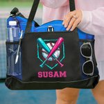 Goteo personalizado de béisbol Bolsa grande Oxford Tote con texto y bolsillos de malla Deporte esencial Día de Juego Regalo para los jugadores de béisbol