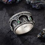 Personalized Sterling Silver Gothic Cathedral Vintage Marquise Birthstone Spinning Ring with Name Dainty Jewellery Anniversary Birthday Gift for Men