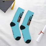 Personlig Graduation Hat Photo Congrats Grad Mjuka flerfärgade strumpor med namn Celebration Graduation Gift för Graduates Klasskamrater